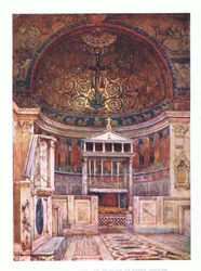 San Clemente, coro e tribuna della Chiesa Superiore (sotto è il Tempio di Mitra), da Roma pubblicato da A & C Black Ltd, 1925